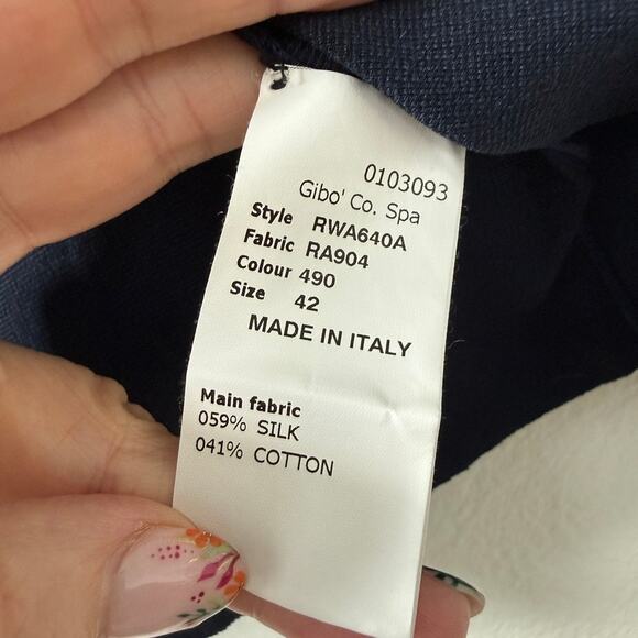 ROCHAS Silk Cotton Cardigan Sweater Navy Button Front Italy Size 42 Med Luxury - Picture 5 of 6